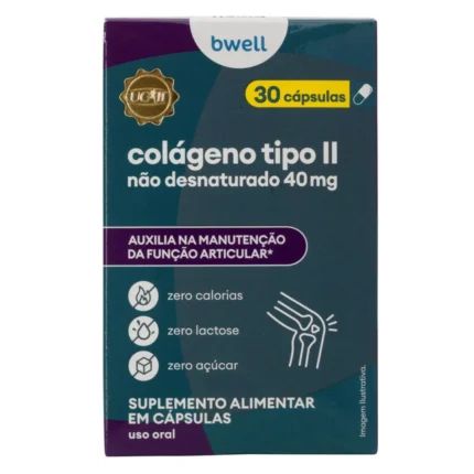 Colágeno Tipo II Não Desnaturado 40mg bwell 30 Cápsulas